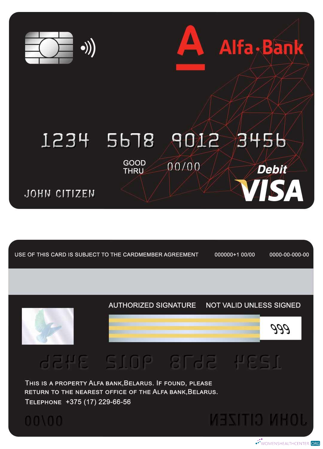 Download Belarus Alfa bank visa card Photoshop template
